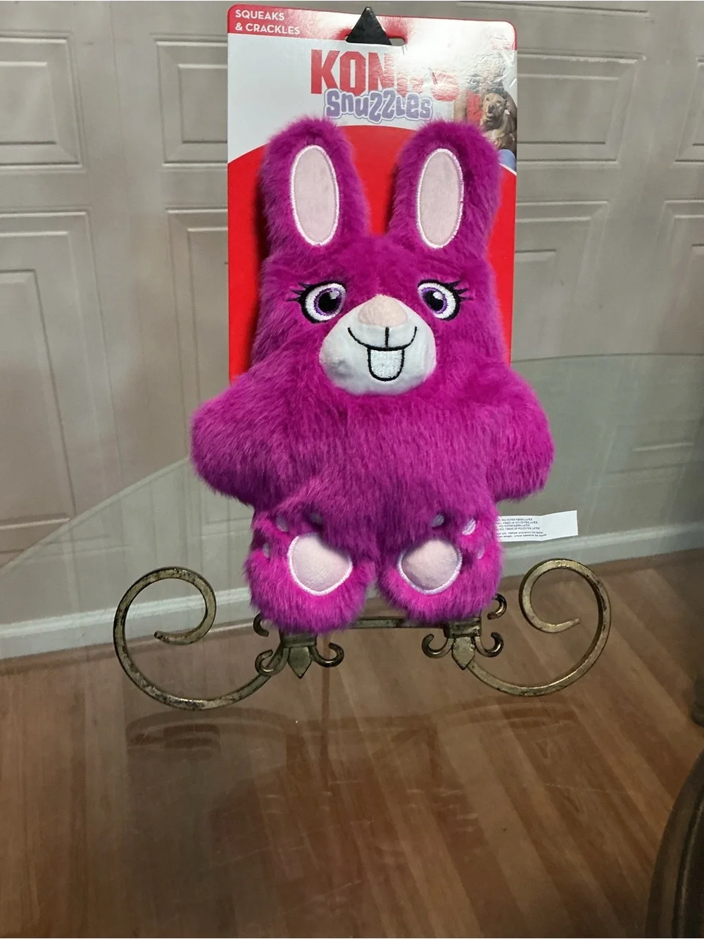 Kong Snuzzles Bunny Plush Dog Toy Squeaky Medium Crinkly Comfort